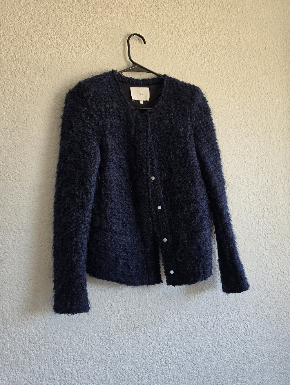 IRO Navy Textured Teddy Bouclé Jacket